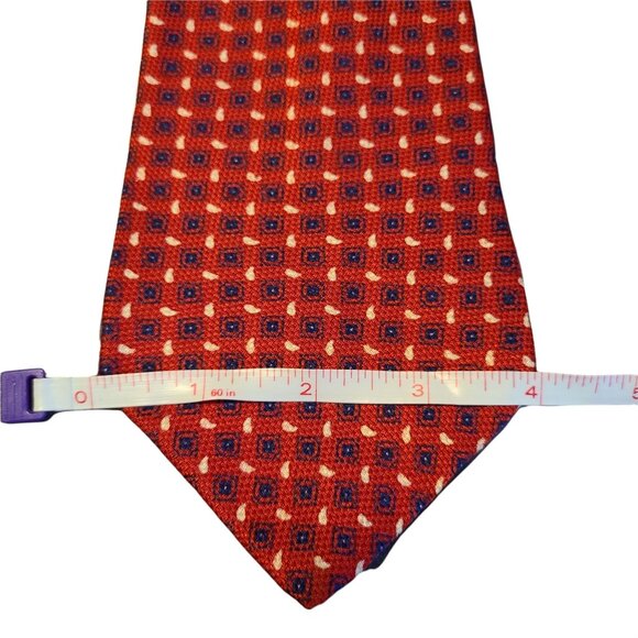 Tommy Hilfiger Silk Power Tie Red Geometric Print Mens Necktie Business Career - Picture 4 of 5